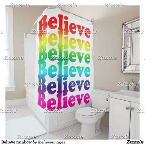 Believe Rainbow Shower Curtain Rainbow