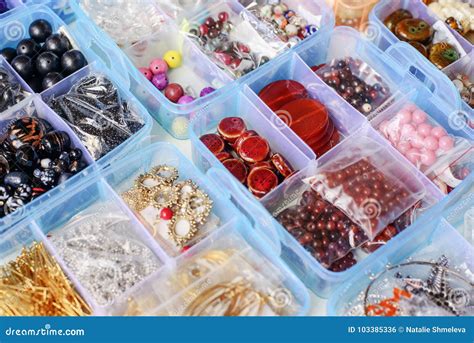 colorful beads  boxes stock photo image  accessories