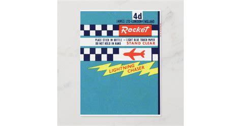 vintage bottle rocket rocket brand label postcard zazzle