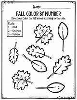 Fall Worksheets Preschool Color Number Leaves Printable Comment Leave sketch template