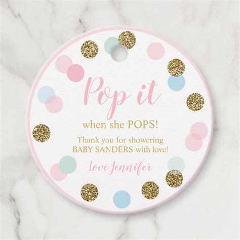 pop    pops favor tags baby girl confetti zazzlecom favor