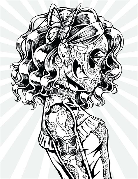 day   dead coloring pages  adults  getdrawings