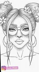 Coloring Girl Girls Printable Coloriage Drawings Drawing Outline Colouring Pages Portrait Colour Girly Fashion Adult Etsy Dessin Kawaii Para Sketchbook sketch template