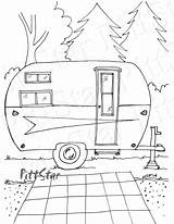 Coloring Pages Camping Printable Travel Campers Trailer Adult Vintage Arrow Happy Rv Instant Etsy Crafts Color Camper Colouring Theme Trailers sketch template