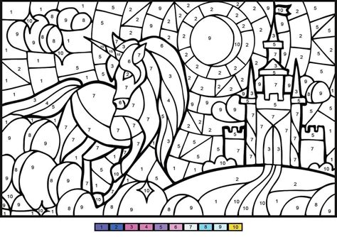 unicorn color  number coloring page  printable coloring