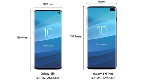 Samsung Galaxy S10 Vs Galaxy S10 Plus Specs Size Comparison