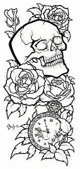 Skull Lineart Skulls Mort Tete Tatto Tatoo Caveira Bull Thigh sketch template