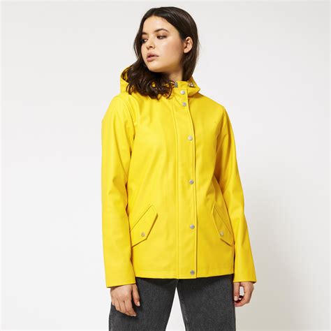 dames korte regenjas van gerecycled polyester gevoerd geel  kopen