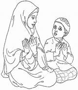 Muslim Islamic Mewarnai Colouring Berdoa Printable Islami sketch template