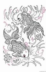 Coloring Pages Coloring4free Tattoo Goldfish Cool Print Wings Rose Girl sketch template