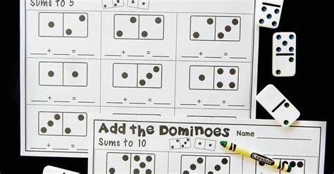 domino worksheets  kindergarten domino addition math games