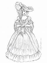 Victorian Coloring Pages Woman Dress Sketch Sketches Printable Drawing Drawings Historical Color Adult Illustration Dresses Fashion Girls Colouring Anthony Girl sketch template