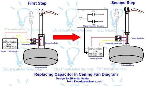 replacing capacitor  ceiling fan  diagrams