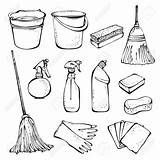 Tools Cleaning Drawing Supplies Household Clean Clip House Doodle Coloring Office Drawings Vector Stock Draw Icon Sketch Illustration Doodles Clipart sketch template