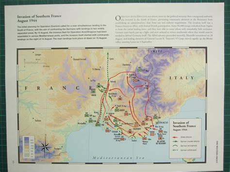 ww wwii map invasion  southern france aug  allied attacks