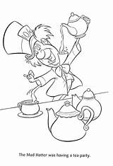 Tea Coloring Party Mad Hatter Pages Boston Alice Wonderland Drawing Hatters Having Disney Cartoon Color Drawings Printable Colorluna Getcolorings Fancy sketch template