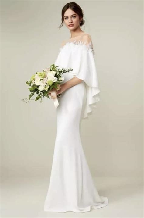 Tadashi Shoji Ivory Bridal Off The Shoulder Popover Gown Traditional