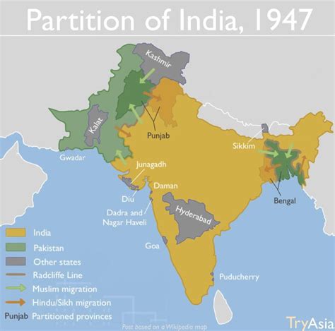 partition  india mapped vivid maps