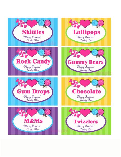 printable candy jar labels candy bar party