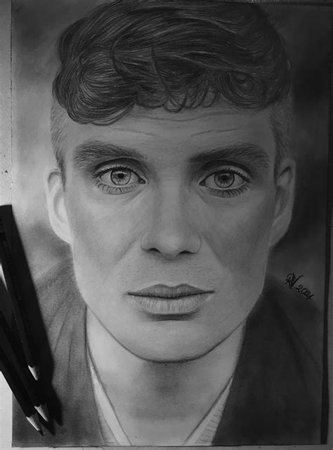 this is my portrait drawing of cillian murphy on a4 paper format i
