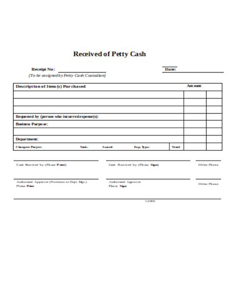 sample petty cash receipt forms   ms word excel