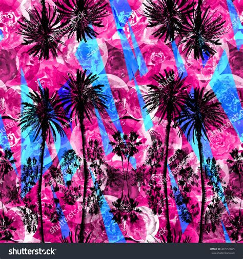 Palm Patterns Tropical Backgrounds Black Silhouette Palm Trees On A