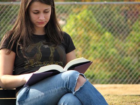 reading girl  stock photo closeup  teenage girl reading