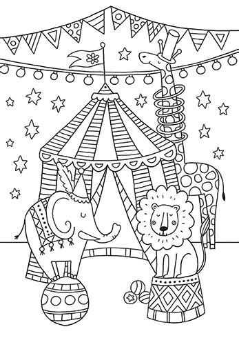 coloring cards circus