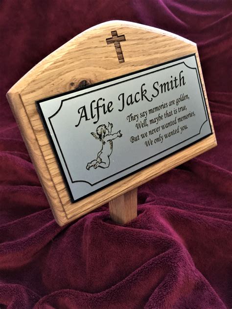 custom grave markers wooden oak memorial plaque personalised burial  st  signs