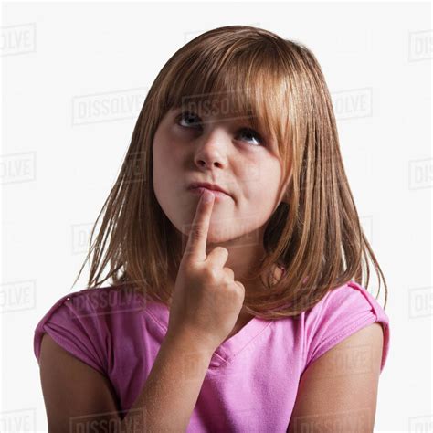 portrait  young girl thinking stock photo dissolve