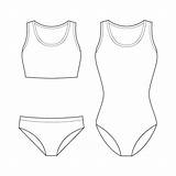 Drawing Template Swimwear Technical Fashion Vector Flat Premium sketch template