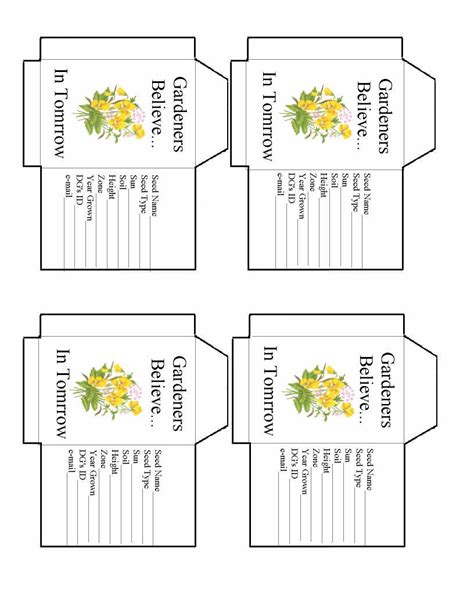 seed packet template  printable printable templates