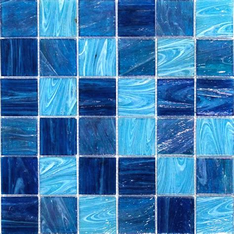 aquatic ocean blue  square glass tile