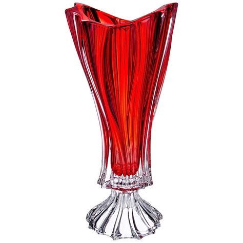 Buy Czech Bohemian Crystal Glass Footed Vase 16 Height Ica Red