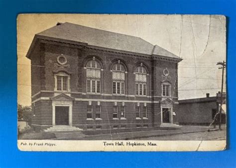 Town Hall Hopkinton Massachusetts Ma Vintage 1911 Postcard Photo By