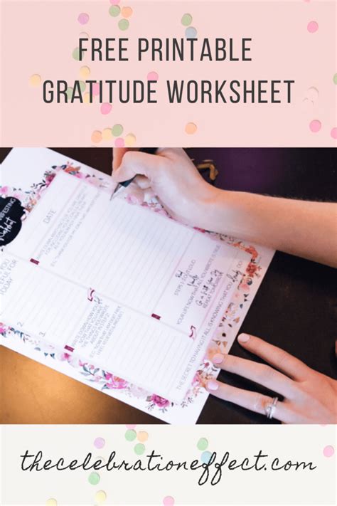 printable gratitude worksheet  celebration effect