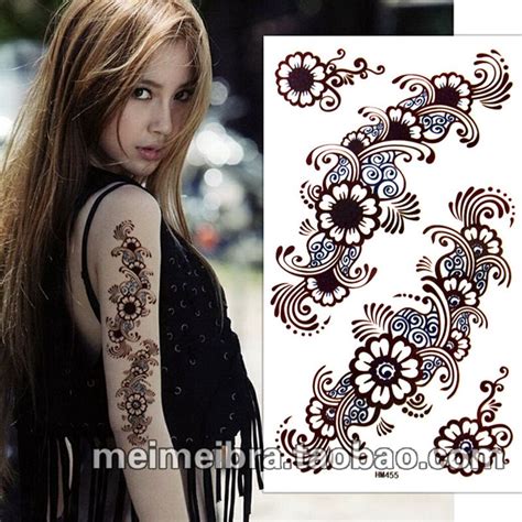 Buy Women Brown Temporary Tattoo Sticker Beach Flower