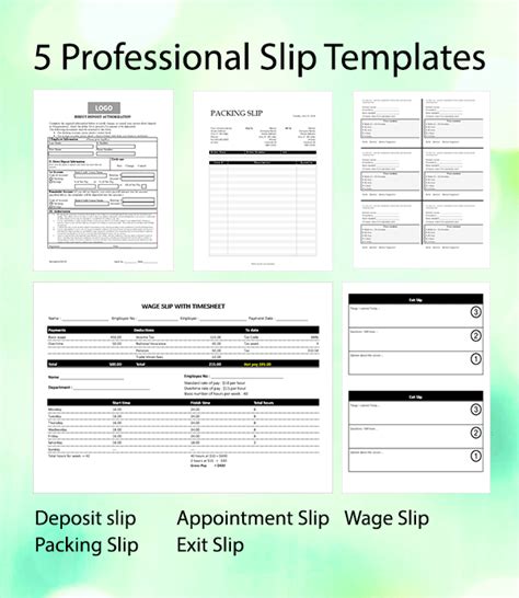 exclusive slip templates  professionals  ms word