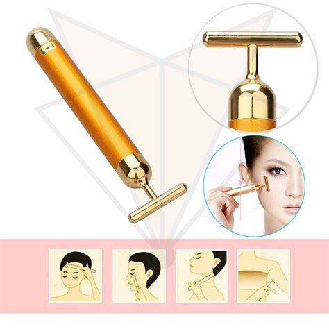 beauty bar 24k golden pulse facial massager t shape electric face