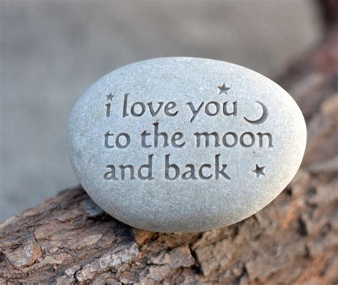 love    moon   message paperweight stone  sj engr