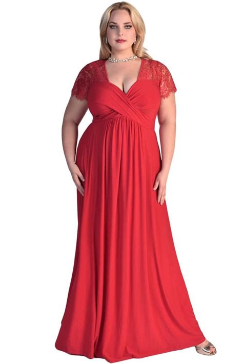 Women Ruched Twist High Waist Red Plus Size Gala Dresses