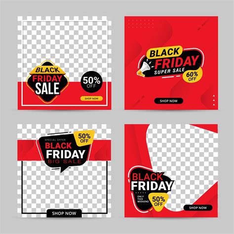 black friday sale banner social media post templates  vector art