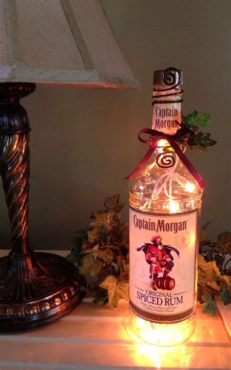 captain morgan spiced rum bottle light amber lights liquor bottle lamp  etsy  diy