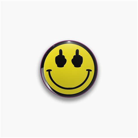 middle finger smiley face pin  sale  dali redbubble