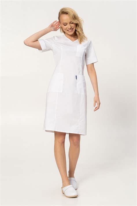 scrubs dress stretch white ske  medical clothes colormed