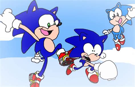 modern sonic classic sonic meet dreamcast sonic  sonic forces
