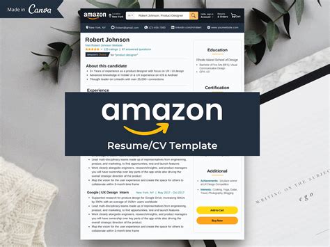 amazon resume template  faang resume cv  cover etsy uk