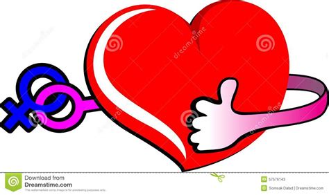 male and female sex symbol heart hand best stock vector