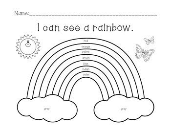 rainbow color worksheet  vicky raymond teachers pay teachers