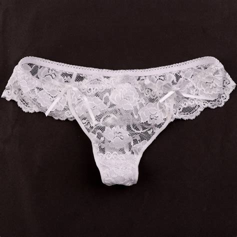 buy sexy lady low rise thong white lace woman panties
